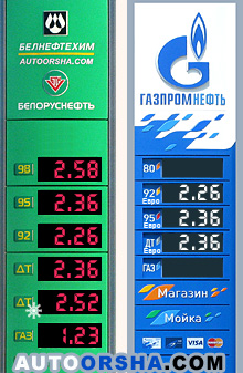 Цены на бензин на АЗС в Орше