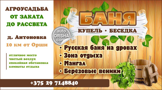 Русская баня, купель, беседка для отдыха, сауна в 10 км от Орши